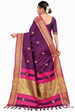 Purple & Pink Soft Cotton Silk Violet Rose Symphony Saree For Women