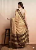 Tusar Brown Soft Cotton Silk Earth Whisper Saree For Women