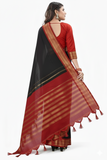 Black Red Soft Cotton Silk Velvet Scarlet Touch Saree For Women