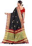 Black & Red Soft Cotton Silk Crimson Noir Fusion Saree For Women