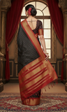 Black And Red Soft Cotton Silk Crimson Shadow Aura Saree For Women