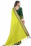 Green Soft Cotton Silk Emerald Serenity Glow Saree For Women