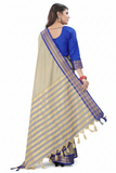 Tusar Sky Blue Soft Cotton Silk Reflection Saree For Women