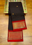 Black And Red Soft Cotton Silk Crimson Shadow Aura Saree For Women