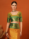 Gold Green Soft Cotton Silk Forest Whisper Saree For Women