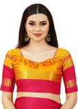 Gold Pink Soft Cotton Silk Blush Symphony Saree For Women