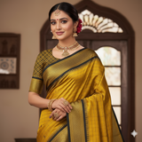 Gold Black Soft Cotton Silk Midnight Grace Saree For Women