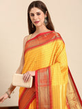 Orange Yellow Red Soft Cotton Silk Sunset Flame Radiance Saree For Women