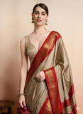 Tusar Red Soft Cotton Silk Ruby Grace Saree For Women