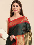 Green Red Soft Cotton Silk Emerald Ruby Blend Saree For Women