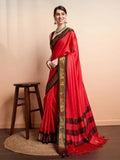 Red Brown Soft Cotton Silk Timeless Crimson Saree For Women