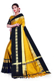 Gold & Black  Soft Cotton Silk Sunburst & Shadow Saree For Women