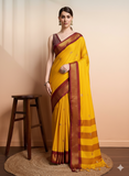 Mango Brown Soft Cotton Silk Drift Saree For Women