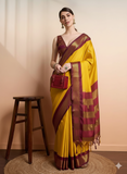 Mango Brown Soft Cotton Silk Drift Saree For Women