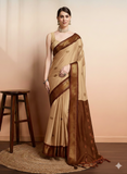 Tusar Brown Soft Cotton Silk Earth Whisper Saree For Women