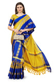 Gold Blue Soft Cotton Silk Sapphire Radiance Saree For Women