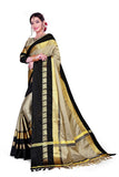 Chiku & Black  Soft Cotton Silk Royal Procession Drape Saree For Women