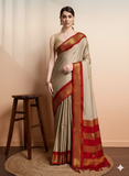 Tusar Red Soft Cotton Silk Ruby Grace Saree For Women