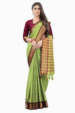 Sage Green Brown Soft Cotton Silk Mocha Mist Saree For Women