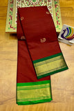 Brown Green Soft Cotton Silk Olive Meadow Essence Saree For Women