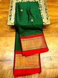 Green Red Soft Cotton Silk Emerald Ruby Blend Saree For Women