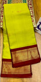 Lime Green Brown Soft Cotton Silk Earth Harmony Saree For Women