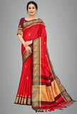 Red Black Soft Cotton Silk Crimson Shadow Charm Saree For Women