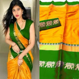 Mango Green Soft Cotton Silk Tropical Emerald Whisper Saree For Women