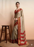 Tusar Red Soft Cotton Silk Ruby Grace Saree For Women
