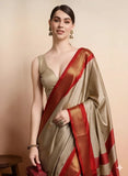 Tusar Red Soft Cotton Silk Ruby Grace Saree For Women