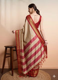 Tusar Red Soft Cotton Silk Ruby Grace Saree For Women