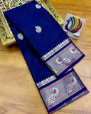 Navy Blue Soft Cotton Silk Sapphire Nightfall Charm Saree For Women