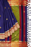 Navy Blue & Red Soft Cotton Silk Nautical Ruby Spark Saree For Women