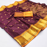 Maroon & Yellow Soft Cotton Silk Regal Charm Saree For Women