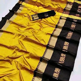 Gold & Black  Soft Cotton Silk Sunburst & Shadow Saree For Women