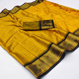 Gold Black Soft Cotton Silk Midnight Grace Saree For Women