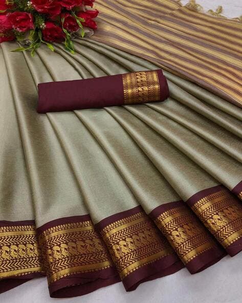 Tusarbrown Soft Cotton Silk Tusar Earth Essence Saree For Women