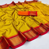 Orange Yellow Red Soft Cotton Silk Sunset Flame Radiance Saree For Women
