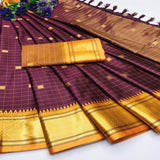 Maroon & Yellow Soft Cotton Silk Regal Charm Saree For Women