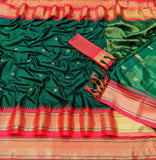 Green Red Soft Cotton Silk Emerald Ruby Blend Saree For Women