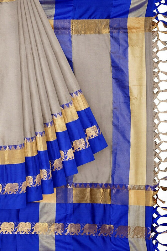 Tusar Sky Blue Soft Cotton Silk Mirage Saree For Women