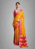 Mango Pink Soft Cotton Silk Blossom Dream Saree For Women