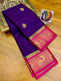 Purple & Pink Soft Cotton Silk Violet Rose Symphony Saree For Women