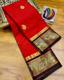 Red Black Soft Cotton Silk Crimson Shadow Charm Saree For Women
