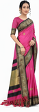 Pink & Black Soft Cotton Silk Blush Shadow Dream Saree For Women