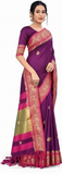 Purple & Pink Soft Cotton Silk Violet Rose Symphony Saree For Women