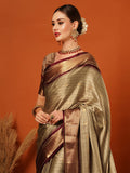 Beige & Maroon Soft Cotton Silk Royal Mirage Saree For Women