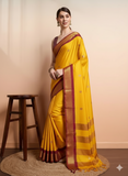 Mango Brown Soft Cotton Silk Drift Saree For Women