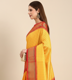 Orange Yellow Red Soft Cotton Silk Sunset Flame Radiance Saree For Women