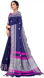 Navy Blue Soft Cotton Silk Sapphire Nightfall Charm Saree For Women